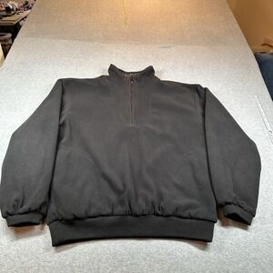 Stone Hill Reversible‎ Fleece Mens M Black Solid/Tan Plaid Elastic Cuff Hem